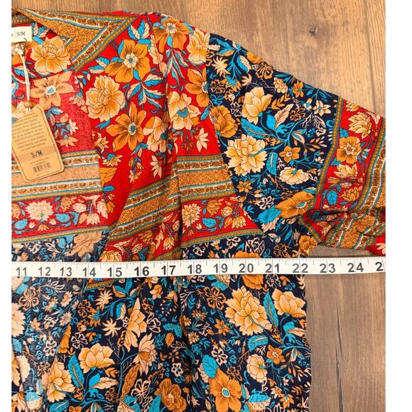 Natural Life Open Kimono Robe Jacket Boho Floral Long Duster S/M NWT - Picture 7 of 8